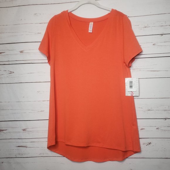 LuLaRoe Tops - LuLaRoe Christy T Orange V-Neck Top
